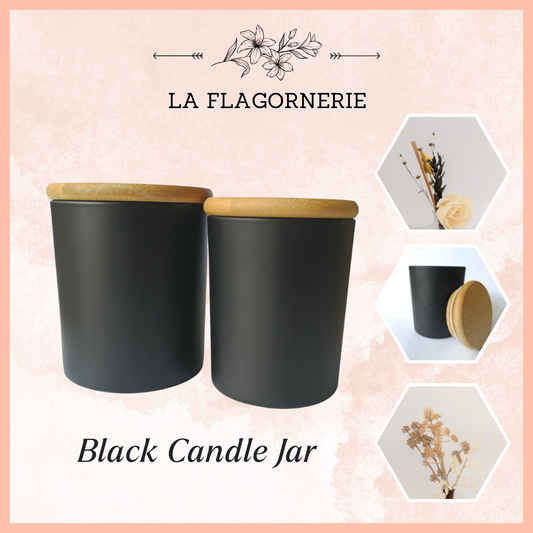Black Candle Vessel with Wooden Lid