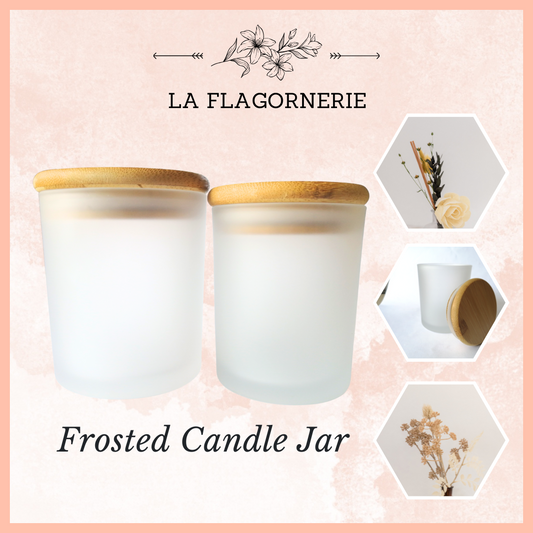 Frosted Glass Candle Vessel with Wooden Lid